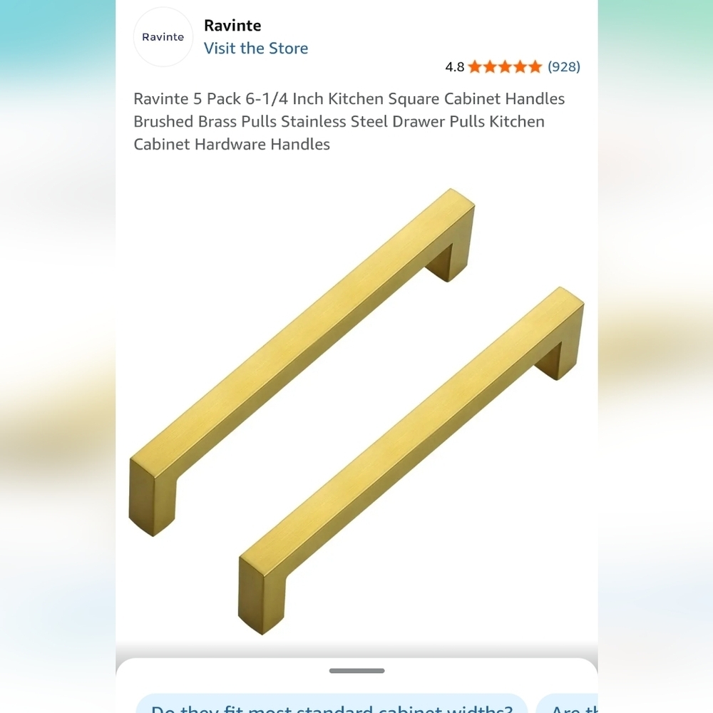 Brushed Brass Kitchen Cabinet Handles